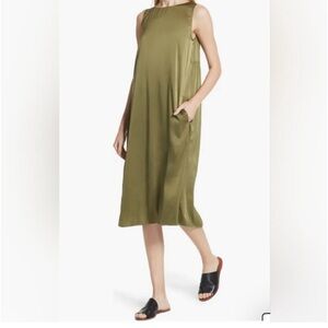 Eileen Fisher Olive Green Midi Dress